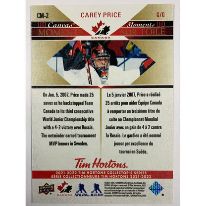 2021-22 Tim Hortons Carey Price Canvas Moments