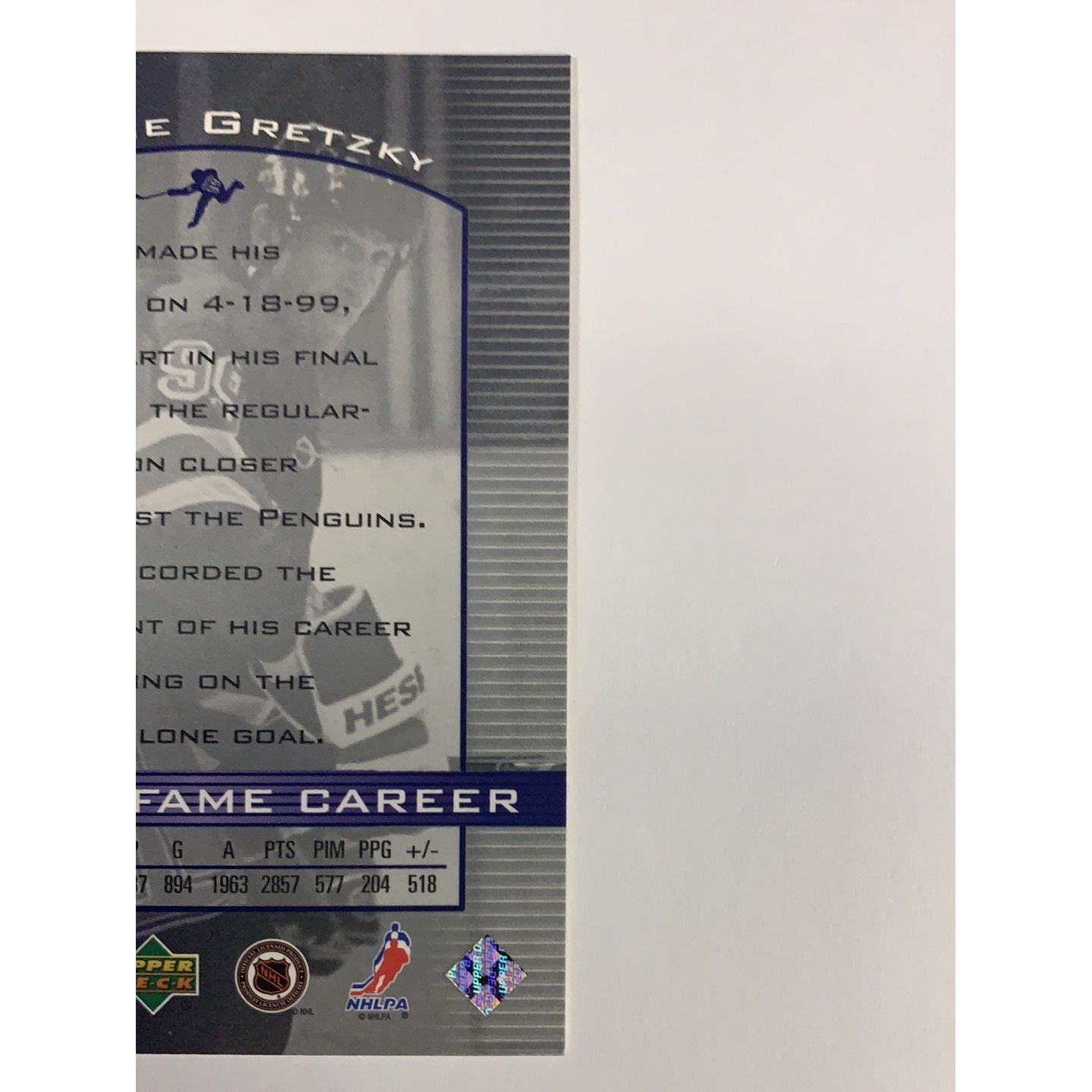  2000 Upper Deck Hall of Fame Career Wayne Gretzky HOF 29  Local Legends Cards & Collectibles