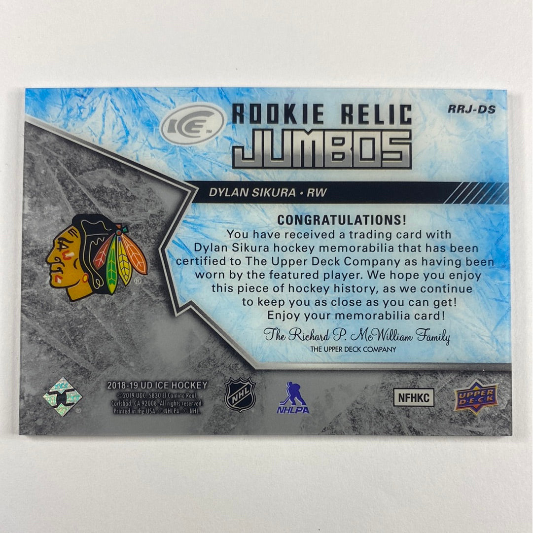2018-19 Ice Dylan Sikura Rookie Jumbo Relics /199