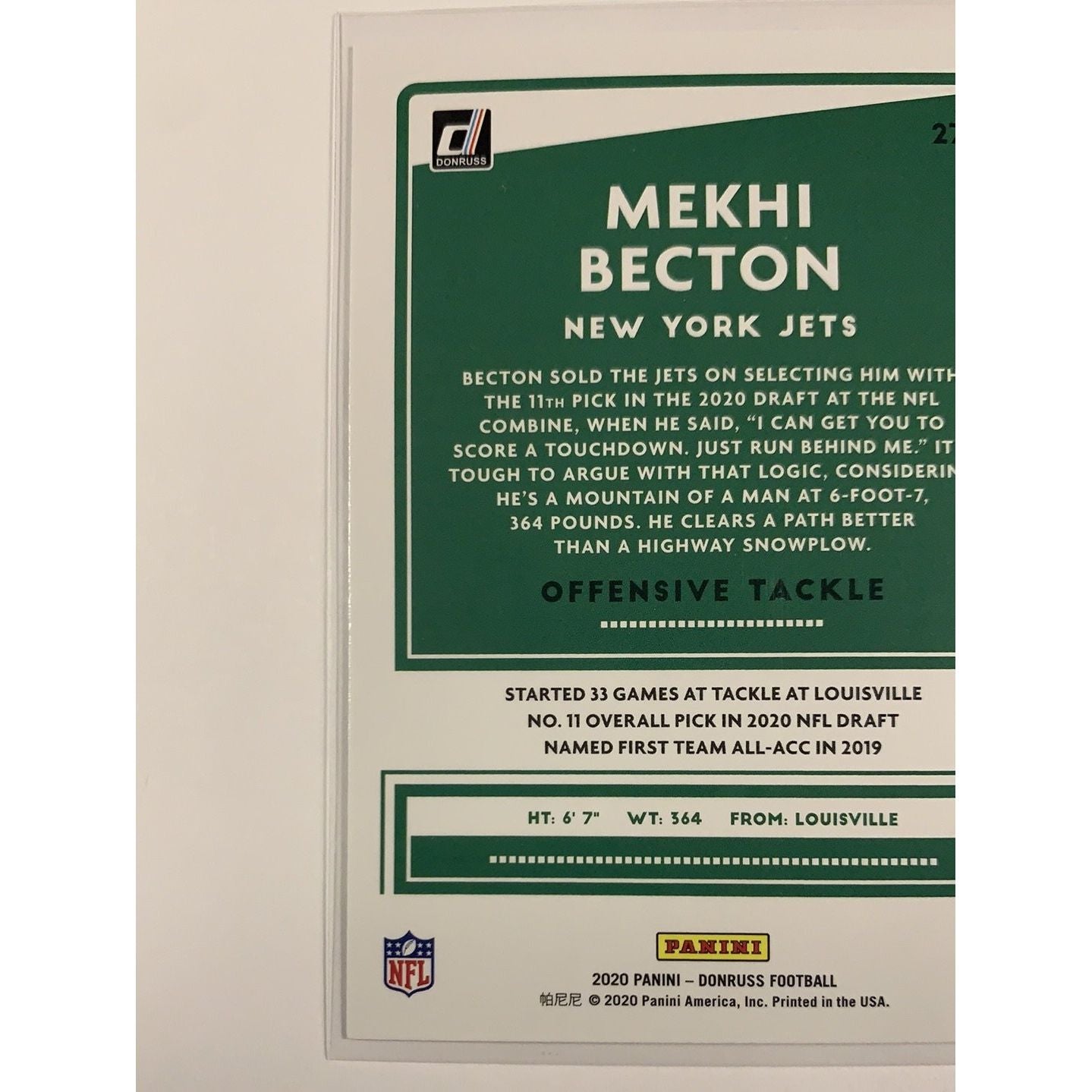  2020 Donruss Mekhi Becton RC  Local Legends Cards & Collectibles