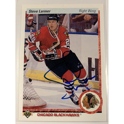  1990-91 Upper Deck Steve Larmer In Person Auto  Local Legends Cards & Collectibles