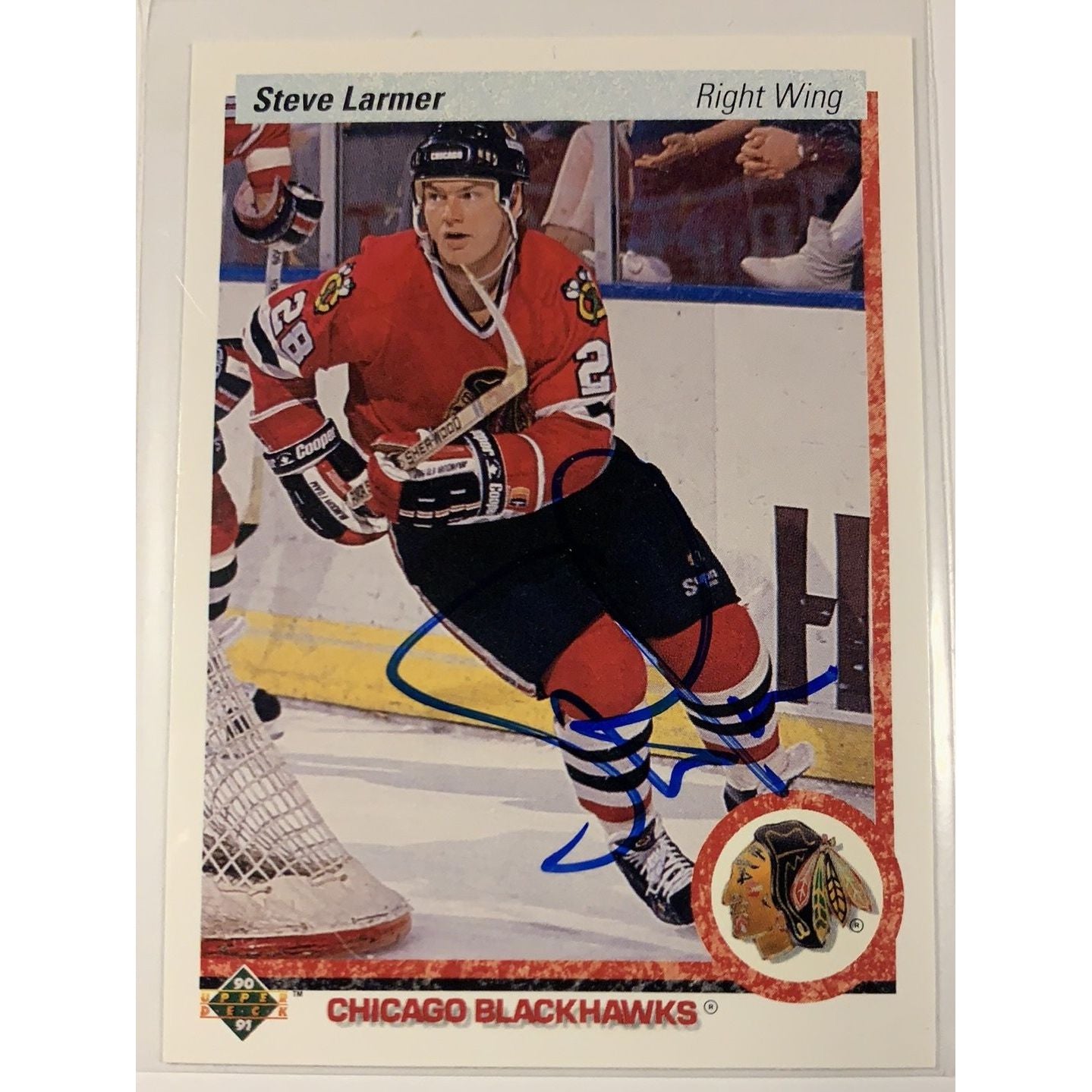  1990-91 Upper Deck Steve Larmer In Person Auto  Local Legends Cards & Collectibles