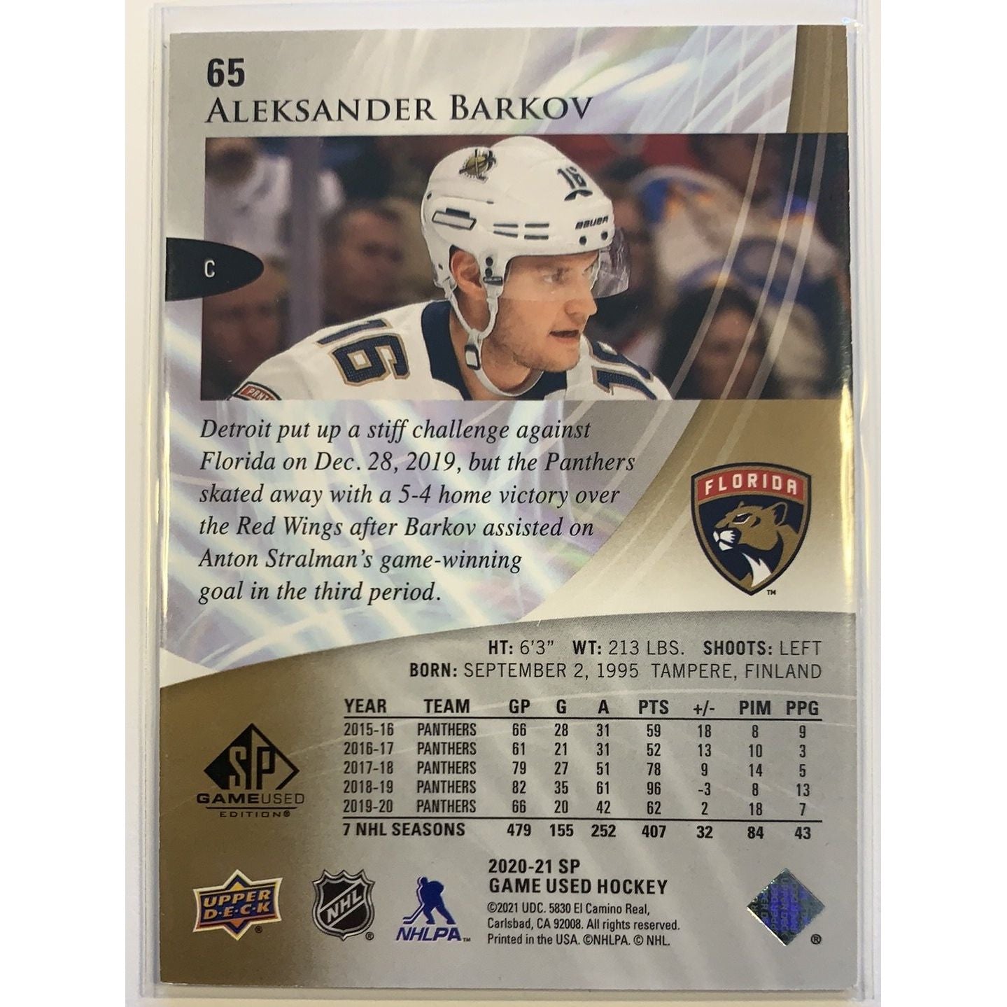  2020-21 SP Game Used Edition Aleksander Barkov /265  Local Legends Cards & Collectibles