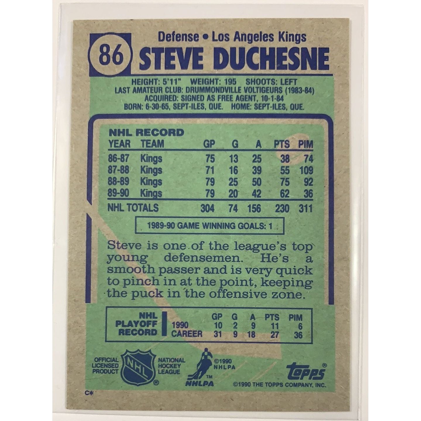  1990 Topps Steve Duschene In Person Auto  Local Legends Cards & Collectibles