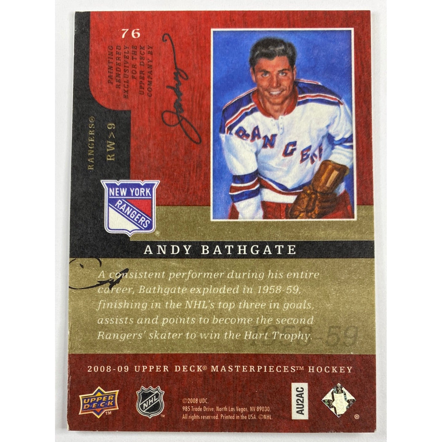 2008-09 Upper Deck Masterpieces Andy Bathgate Canvas