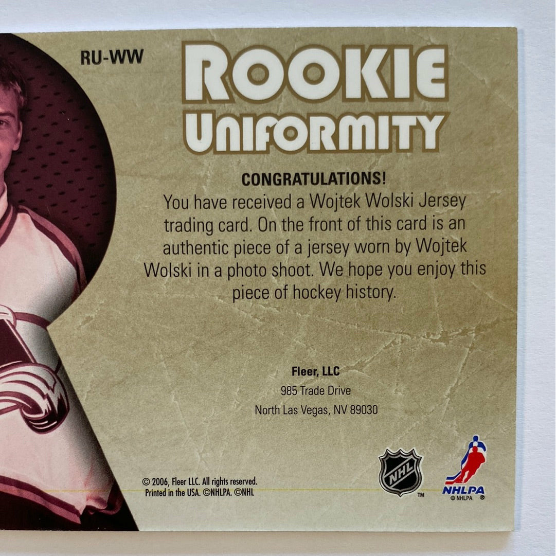 2005-06 Fleer Wojtek Wolski Rookie Uniformity Jersey Patch