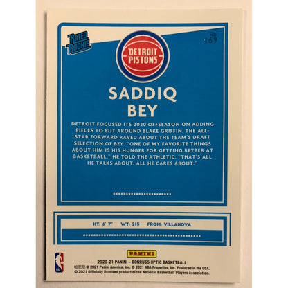 2020-21 Donruss Optic Saddiq Bey Rated Rookie