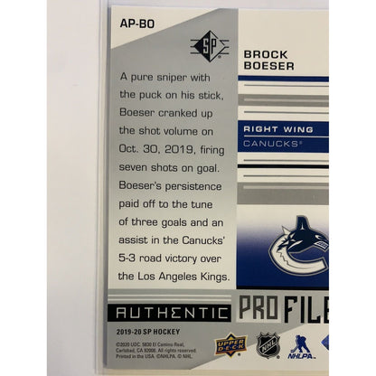  2019-20 SP Brock Boeser Authentic Pro Files  Local Legends Cards & Collectibles