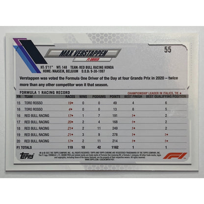 2021 Topps Chrome Formula 1 Max Verstappen #55