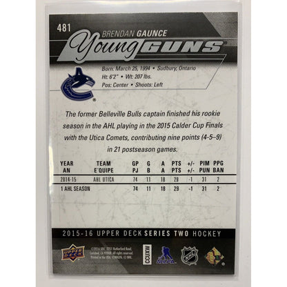  2015-16 Upper Deck Series Two Brendan Gaunce Young Guns  Local Legends Cards & Collectibles