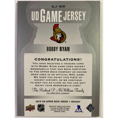 2019-20 Upper Deck Series 1 Bobby Ryan UD Game Jersey