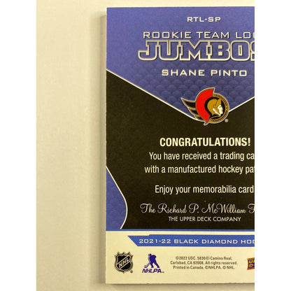 2021-22 Black Diamond Shane Pinto Rookie Team Logo Jumbos