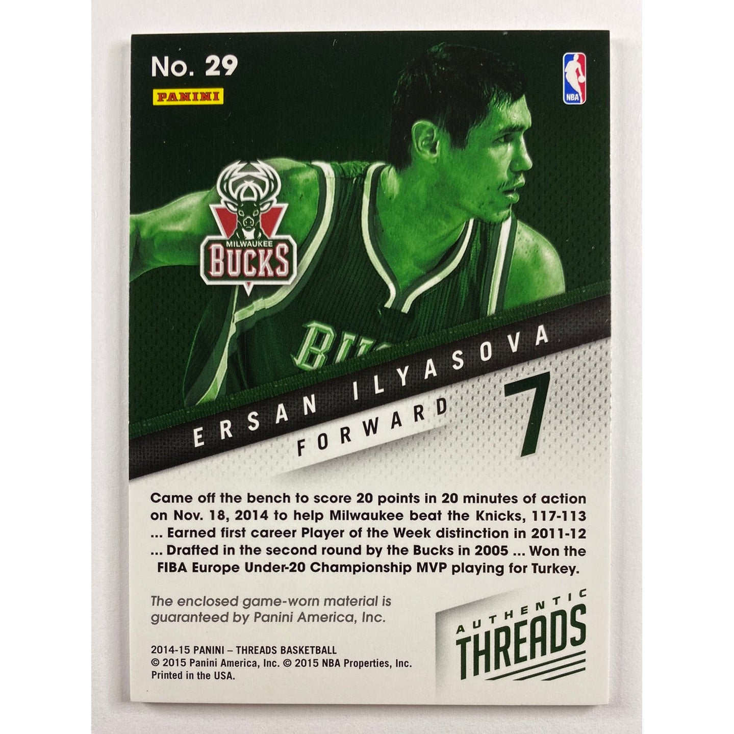 2014-15 Threads Ersan Ilyasova Authentic Threads /199