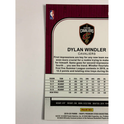 2019-20 Hoops Premium Stock Dylan Windler RC