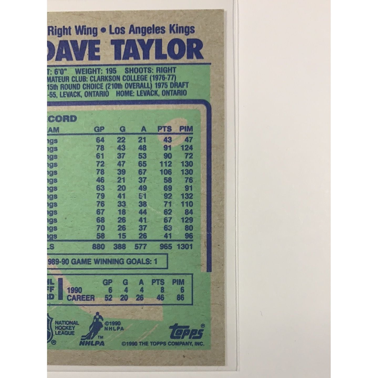  1990 Topps Dave Taylor In Person Auto  Local Legends Cards & Collectibles