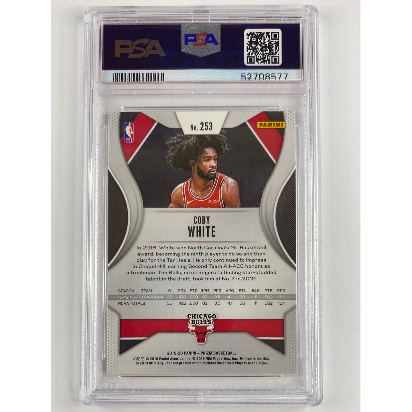 2019-20 Panini Prizm Coby White RC PSA 10 GEM MINT
