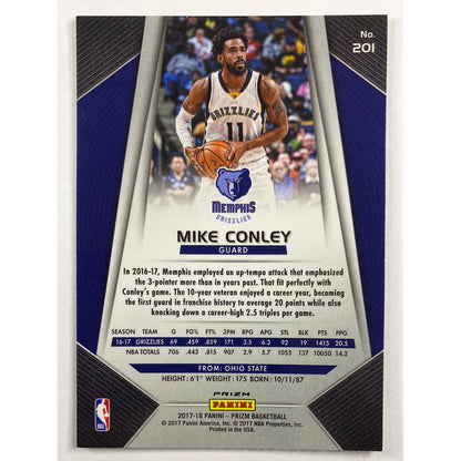 2017-18 Panini Prizm Mike Conley Red Blue Checkerboard Prizm