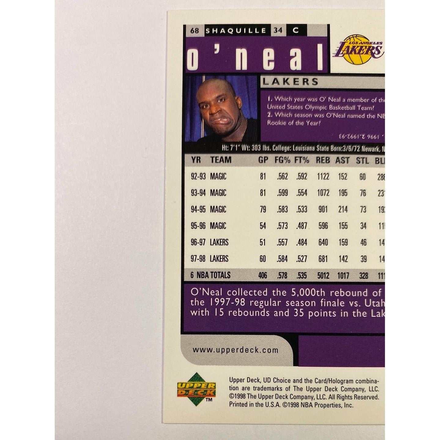 1998-99 Upper Deck Collectors Choice Shaquille O’Neal