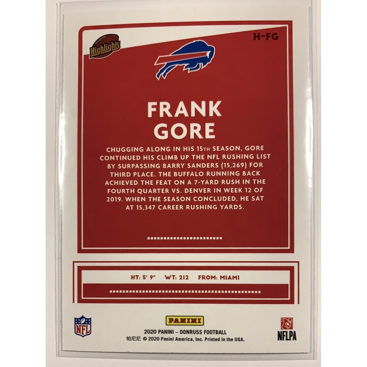  2020 Donruss Frank Gore Highlights  Local Legends Cards & Collectibles