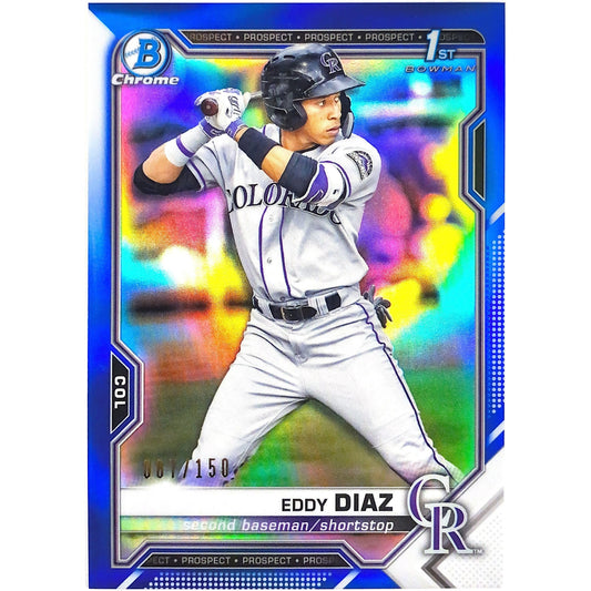 2021 Bowman 1st Chrome Eddy Diaz Blue Refractor /150