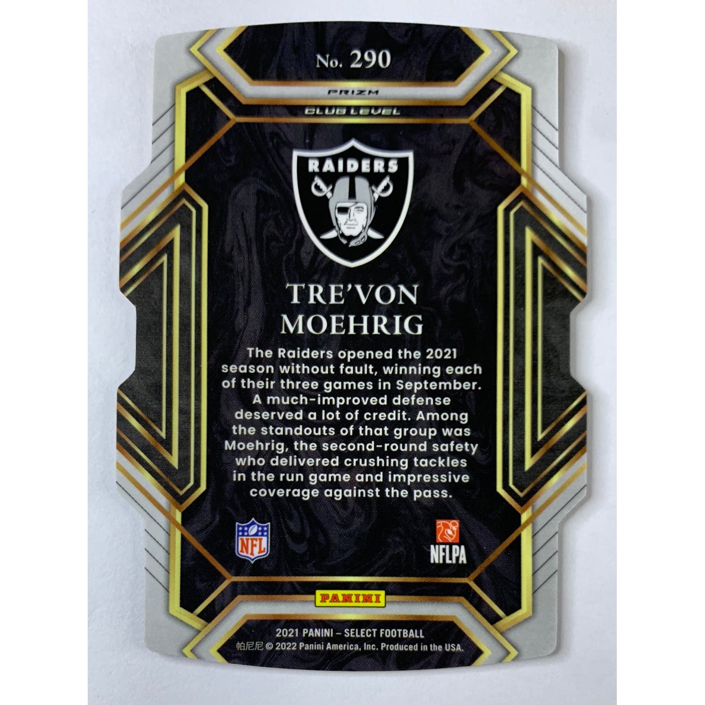 2021 Select Tre’von Moehrig Gold Black Die-Cut RC