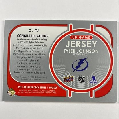 2021-22 Upper Deck Series 1 Tyler Johnson UD Game Jersey