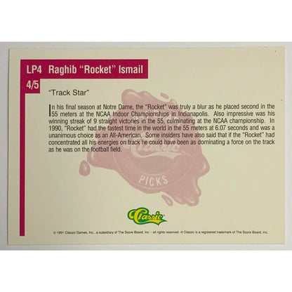 1991 Classic Raghib Rocket Ismail Track Star LP4
