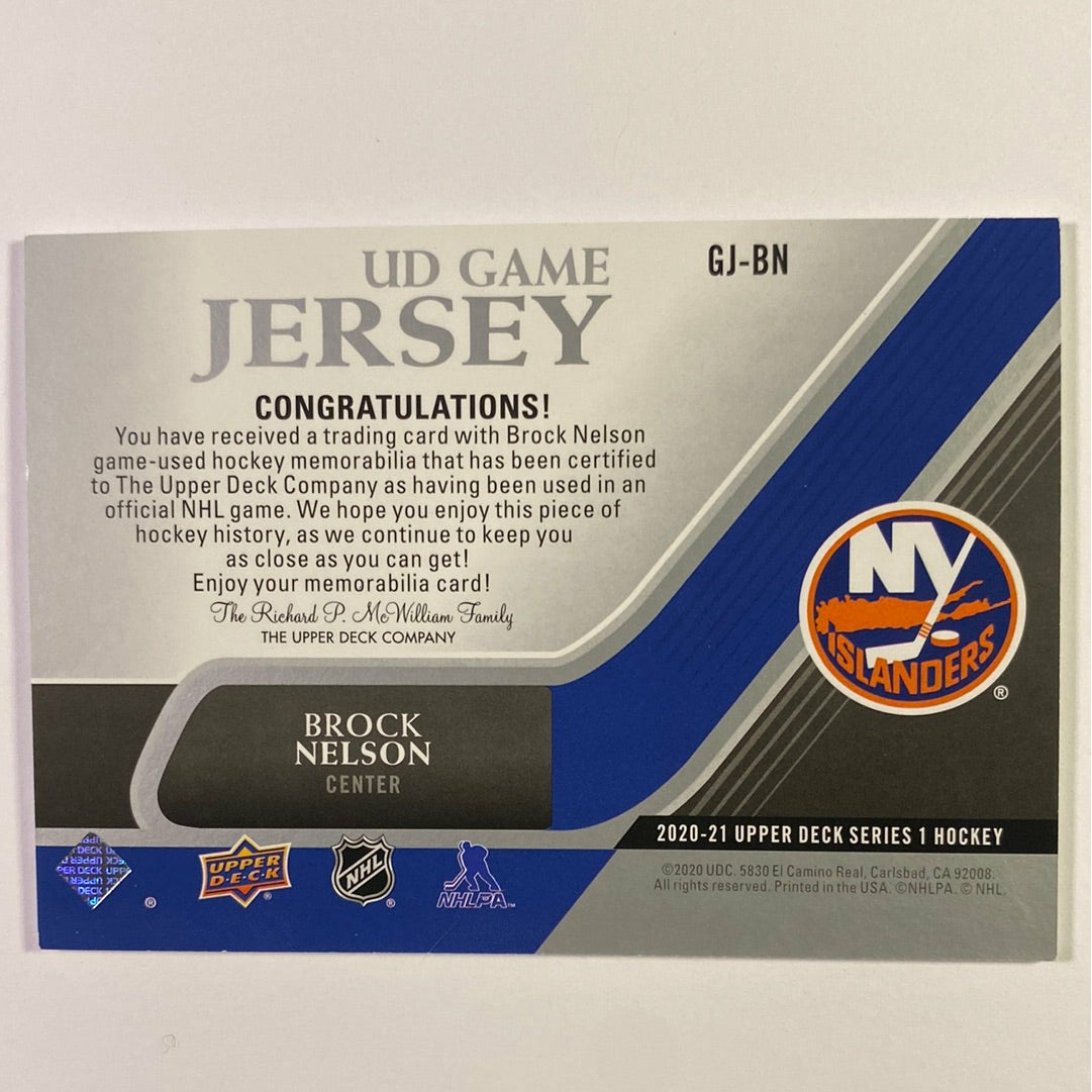 2020-21 Upper Deck Series 1 Brock Nelson UD Game Jersey