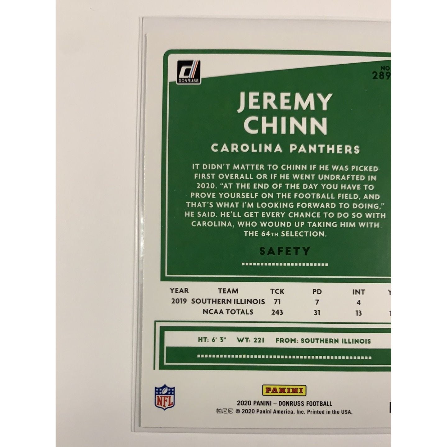  2020 Donruss Jeremy Chinn RC  Local Legends Cards & Collectibles