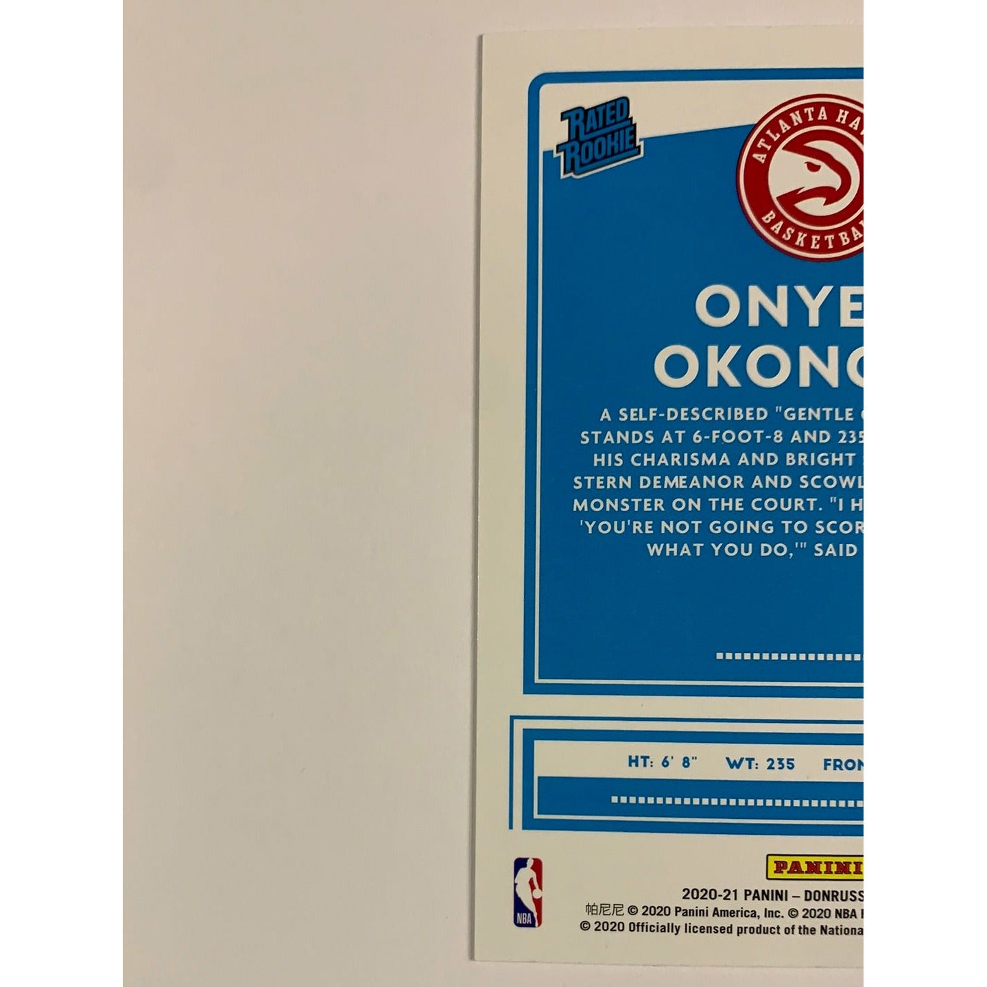 2020-21 Donruss Onyeka Okongwu Rated Rookie