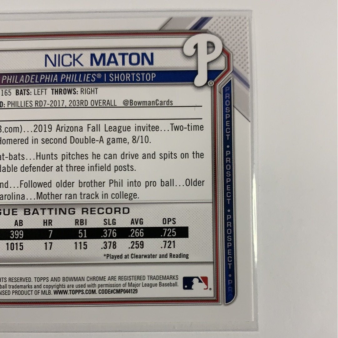  2021 Bowman Nick Maton BP-5  Local Legends Cards & Collectibles