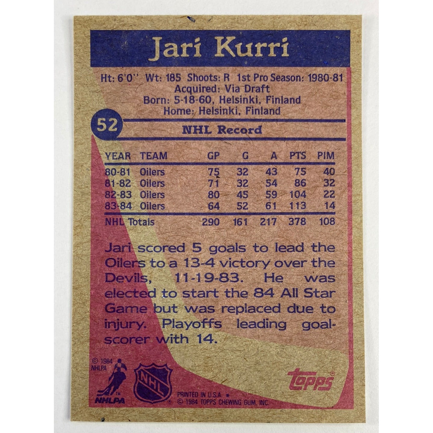 1984-85 O-Pee-Chee Jari Kurri