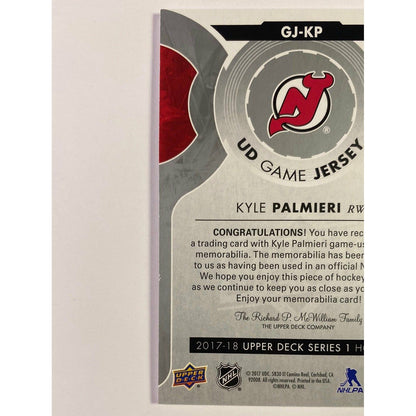 2017-18 Upper Deck Series 1 Kyle Palmieri UD Game Jersey