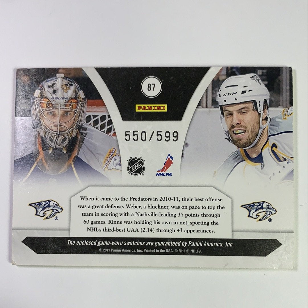  2011 Panini Luxury Suite Shea Weber Pekka Rinne Dual Patch /599  Local Legends Cards & Collectibles