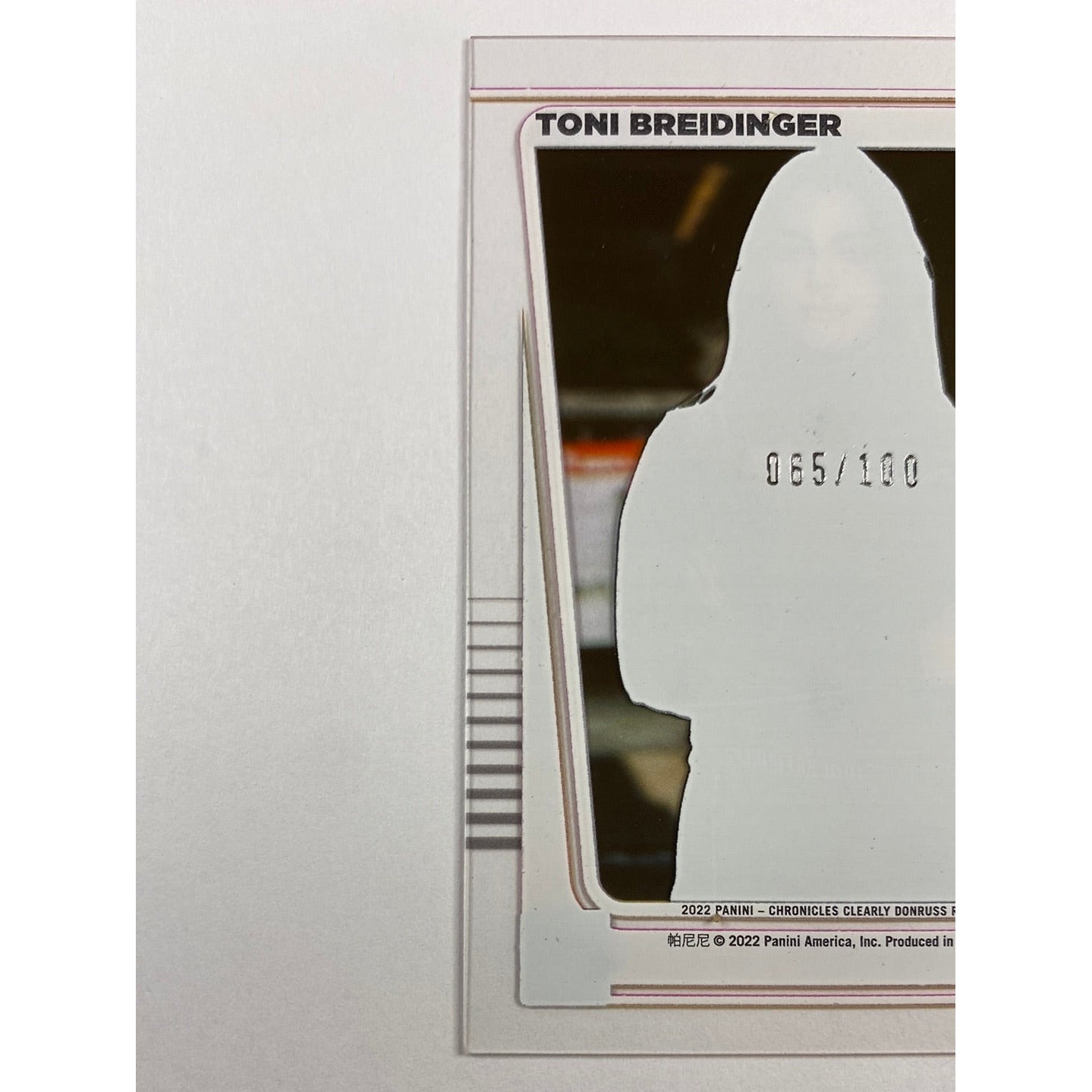2022 Chronicles Clearly Donruss Toni Breidinger Rated Rookie /100