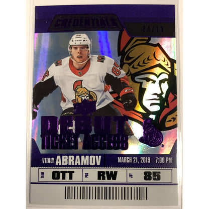  2019-20 Credentials Vitaly Abramov Debut Ticket Access /10  Local Legends Cards & Collectibles