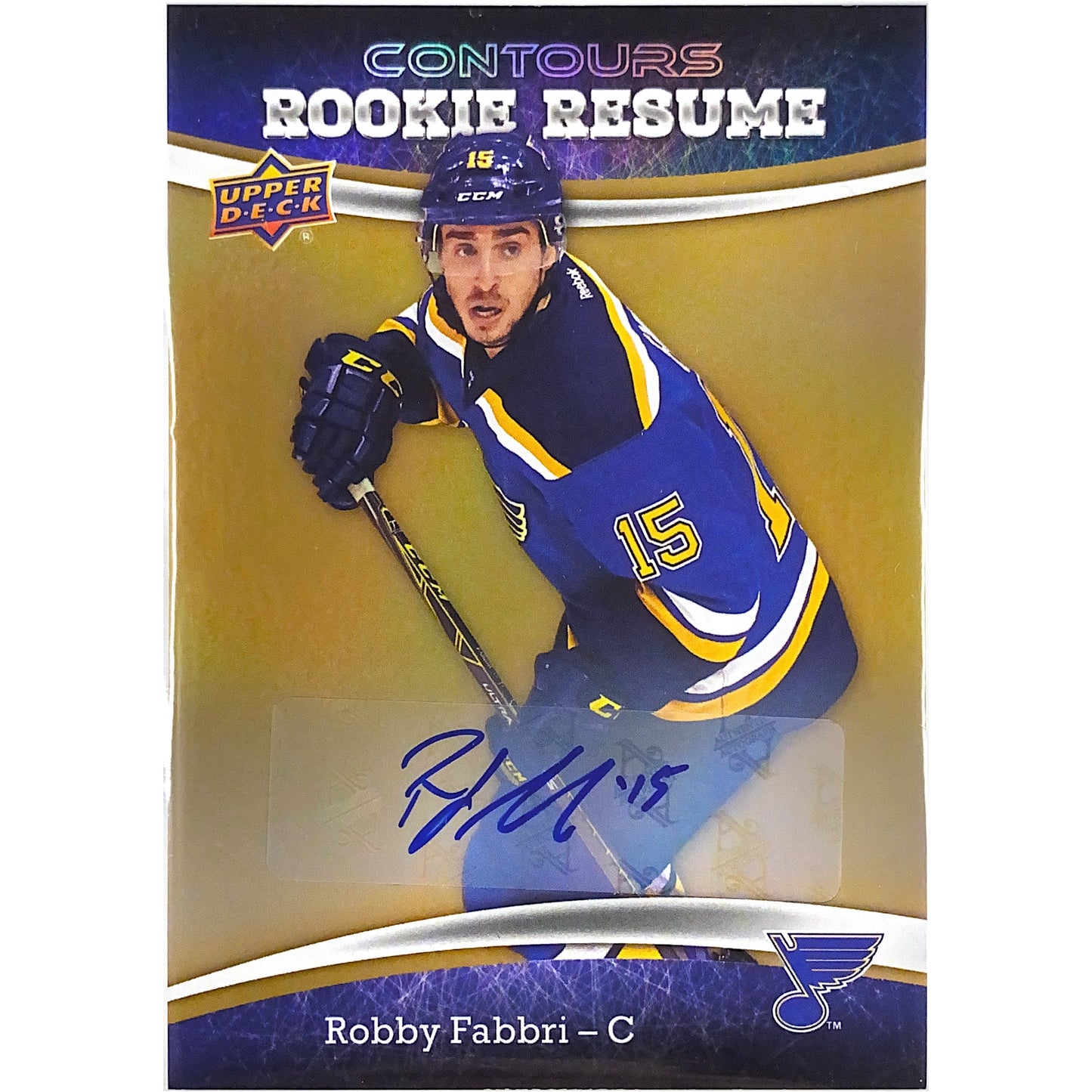 2015-16 Upper Deck Contours Robby Fabbri Rookie Resume Autographs Gold SP