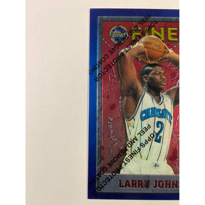 1995-96 Topps Finest Larry Johnson Blue Skin Protecter Unpeeled