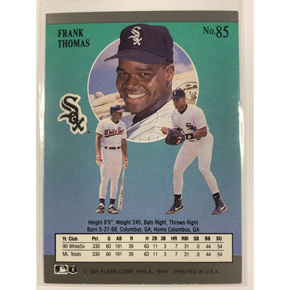  1991 Fleer Ultra Frank Thomas 2nd Year Card  Local Legends Cards & Collectibles