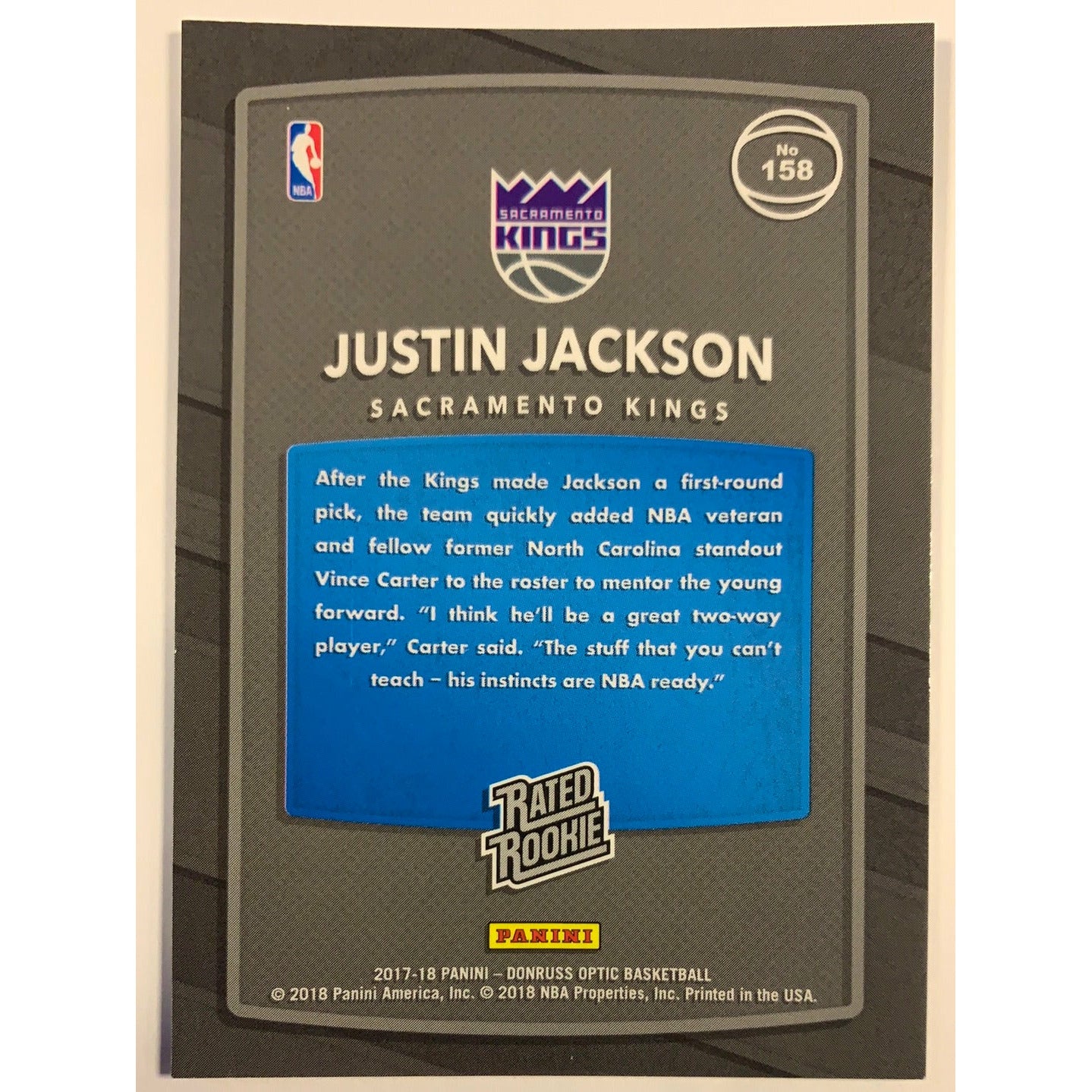 2017-18 Donruss Optic Justin Jackson Rated Rookie