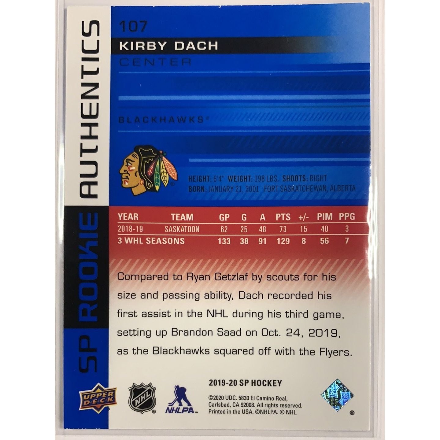  2019-20 SP Kirby Dach Rookie Authentics  Local Legends Cards & Collectibles