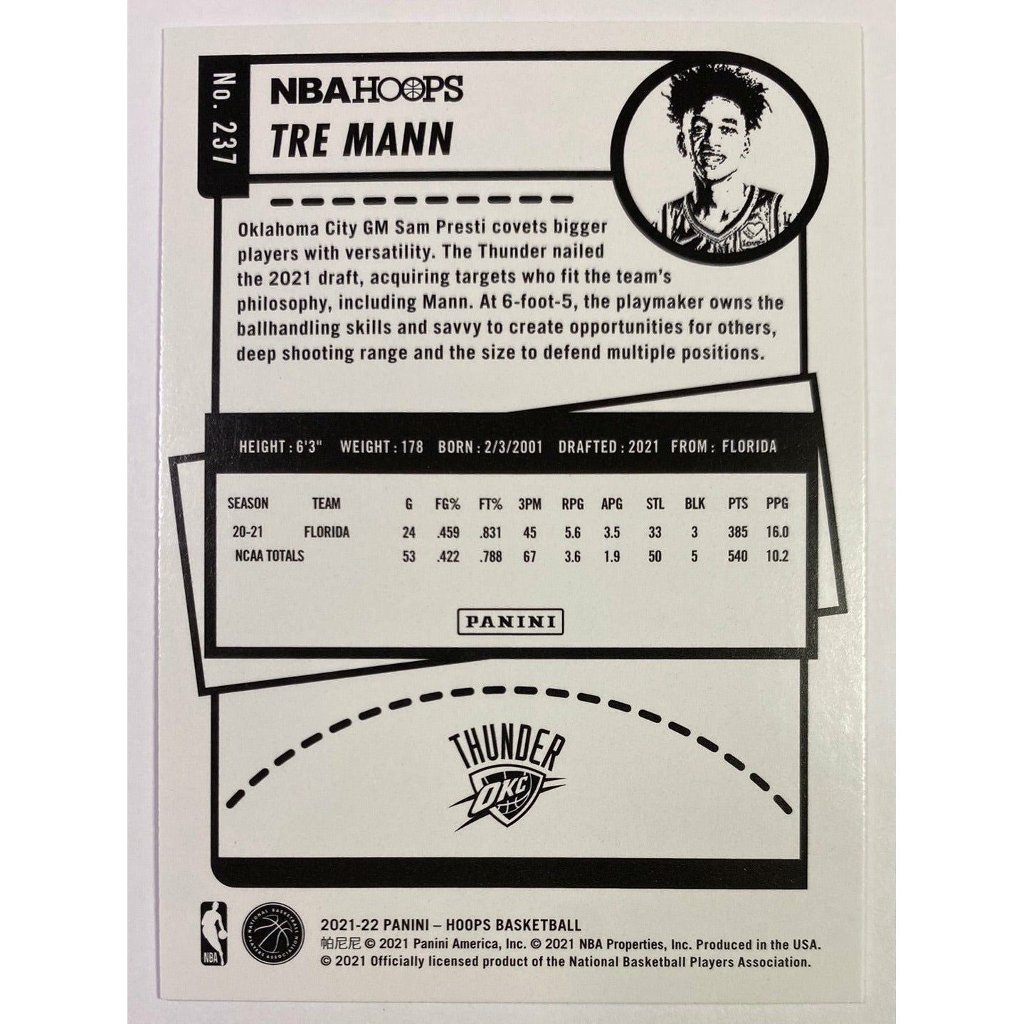 2021-22 NBA Hoops Tre Mann RC