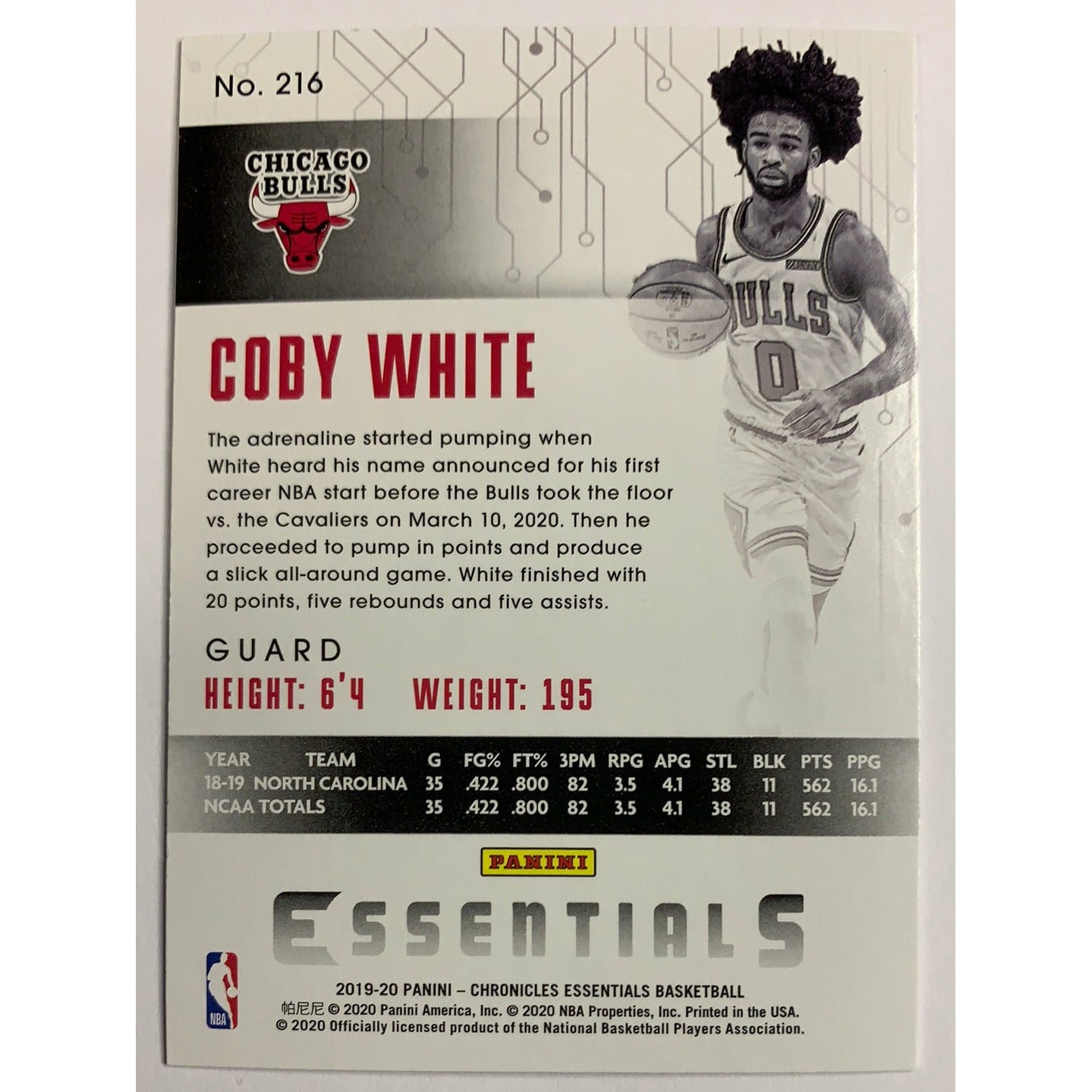 2019-20 Essentials Coby White RC