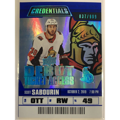  2019-20 Credentials Scott Sabourin Debut Ticket Access /999  Local Legends Cards & Collectibles
