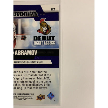  2019-20 Credentials Vitaly Abramov Debut Ticket Access /10  Local Legends Cards & Collectibles