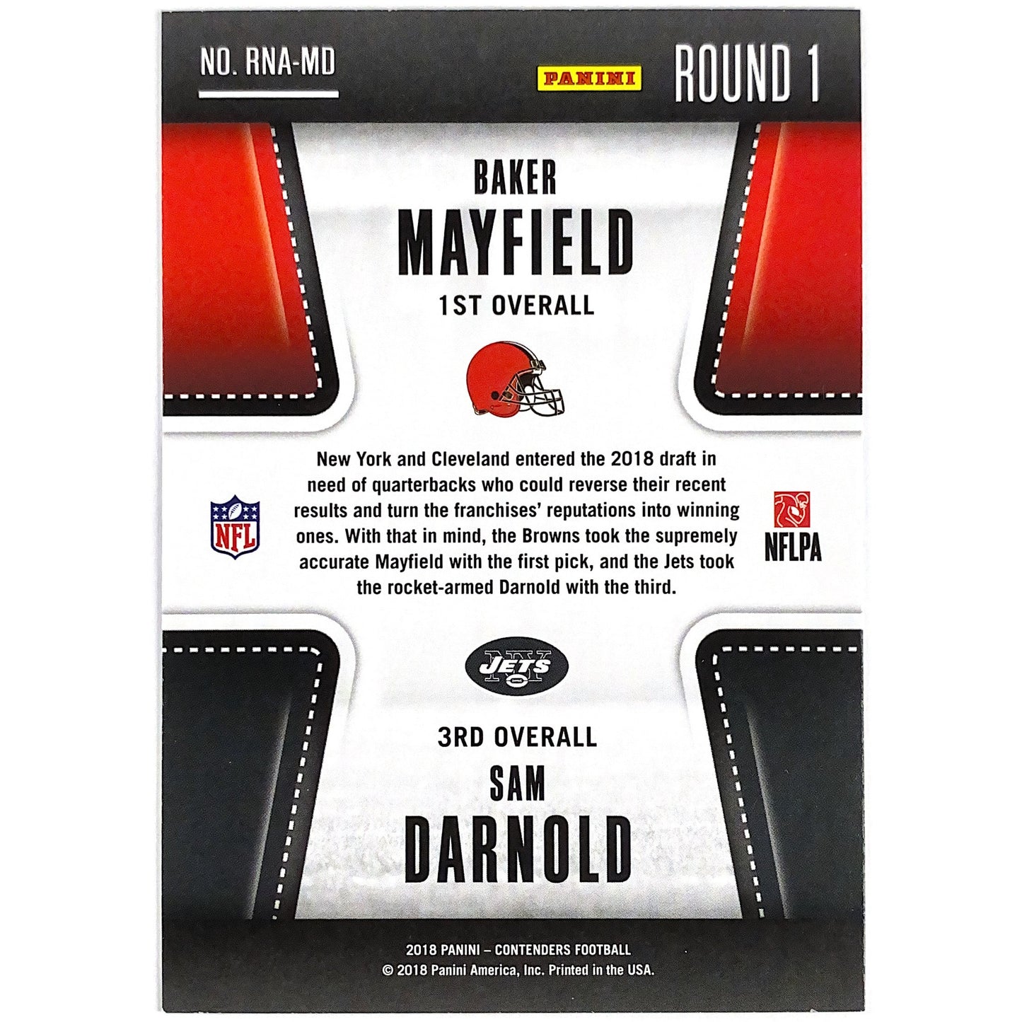 2018 Contenders Round Numbers Sam Darnold / Baker Mayfield Round 1