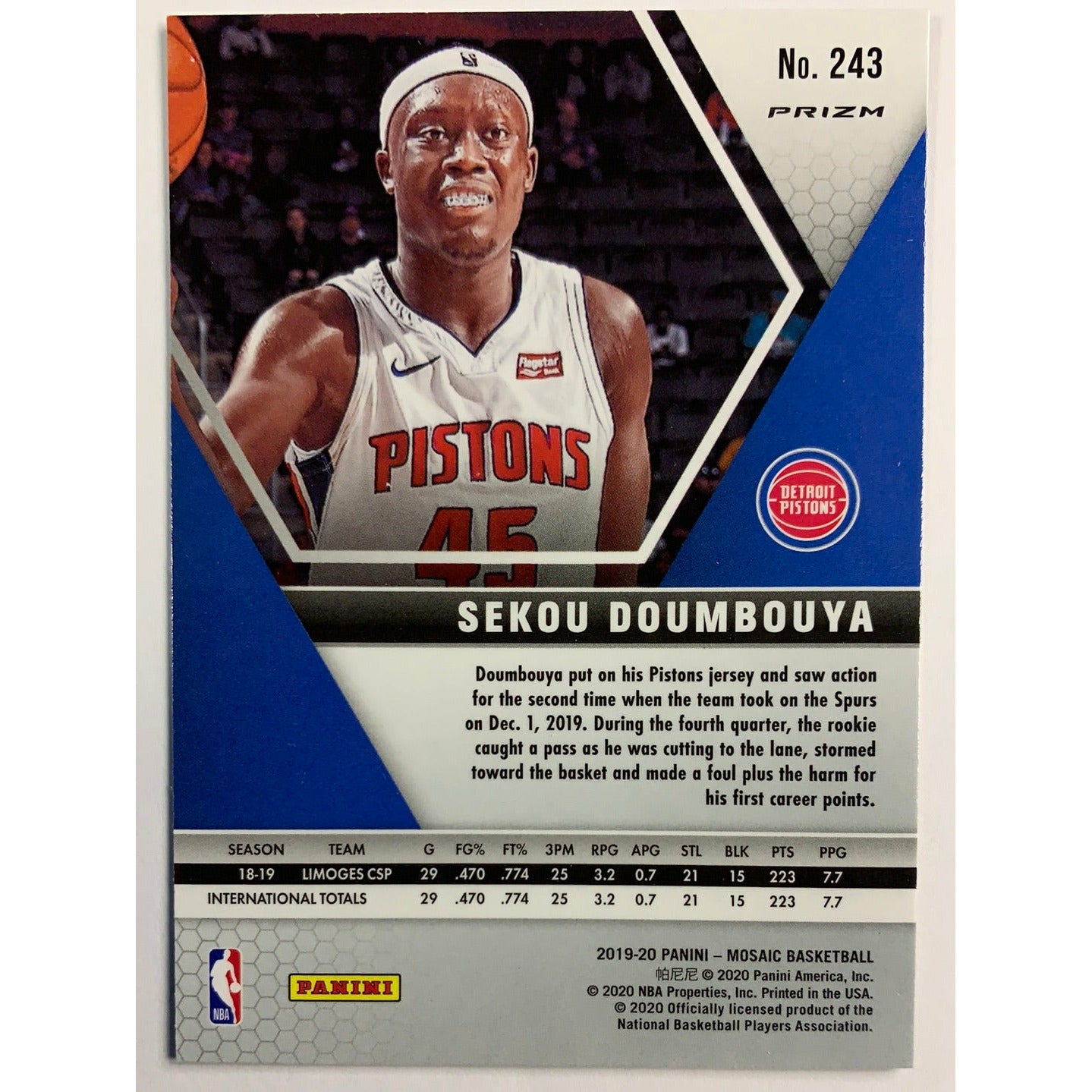 2019-20 Mosaic Sekou Doumbouya Green Mosaic Prizm RC