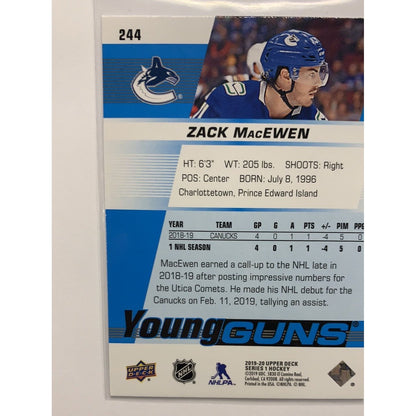  2019-20 Upper Deck Series 1 Zack Macewen Young Guns  Local Legends Cards & Collectibles