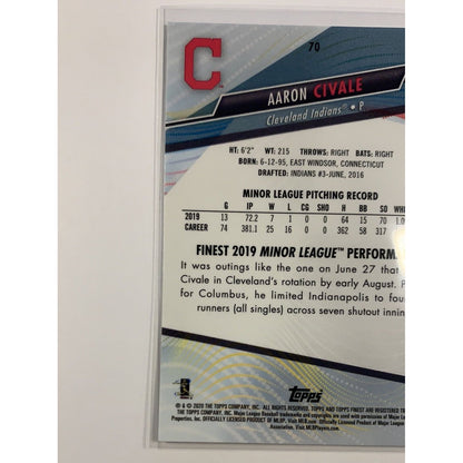  2020 Topps Finest Aaron Civale RC  Local Legends Cards & Collectibles