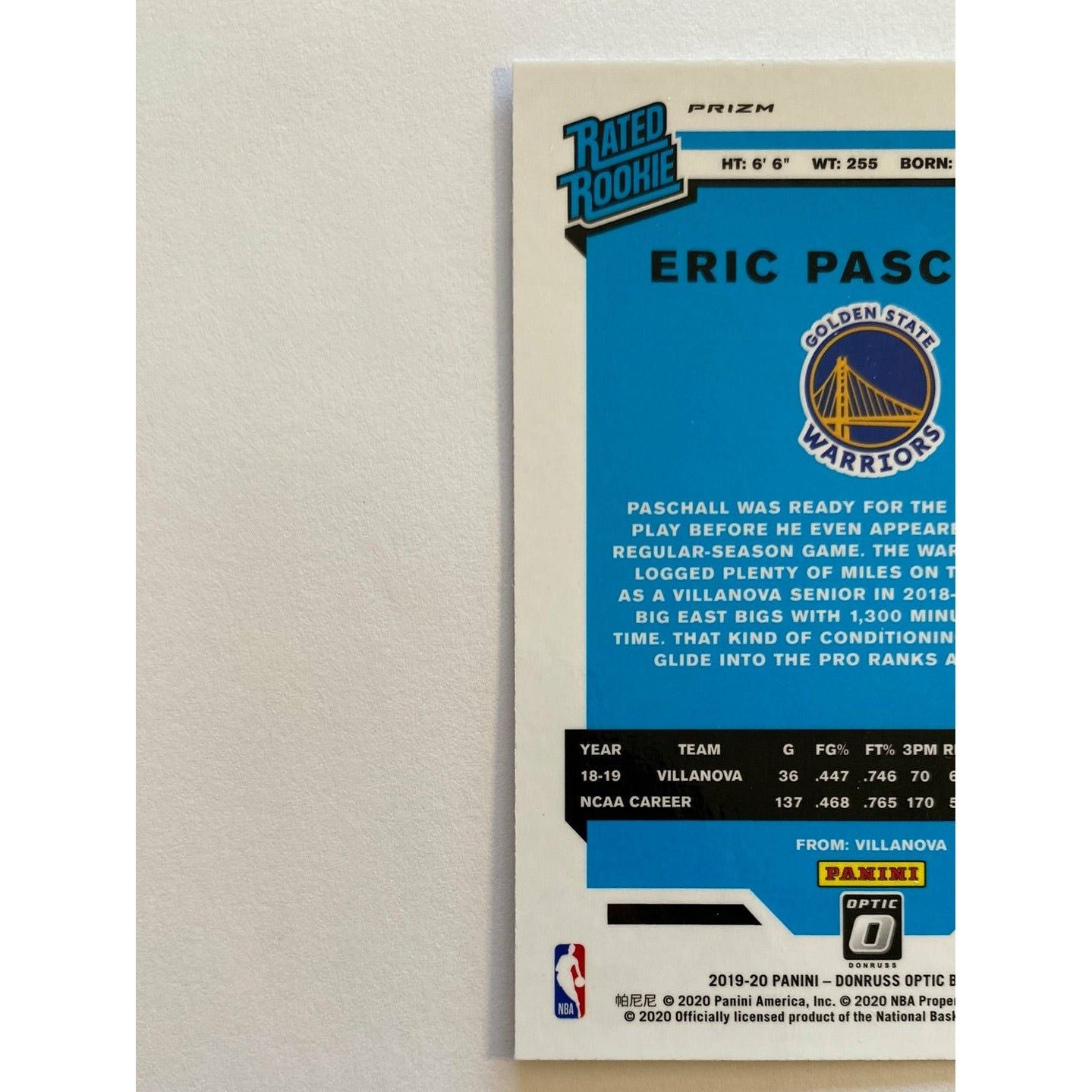 2019-20 Donruss Optic Eric Paschall Silver Holo Rated Rookie